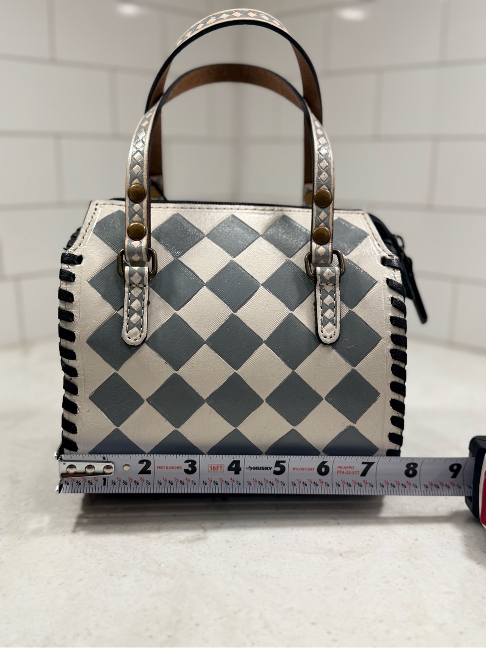 Gray Checkered Speedy Bag
